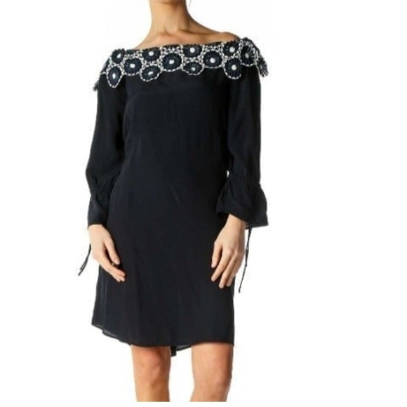 LOFT Dresses & Skirts - Loft off the shoulder floral navy dress